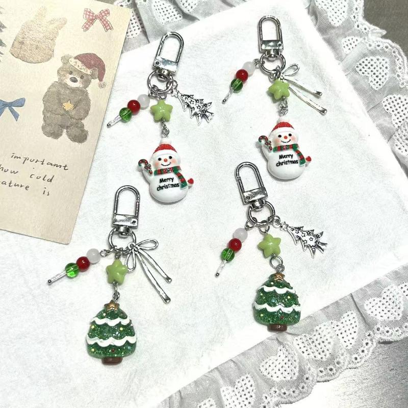 Милая зимняя цепочка для мобильного телефона со снежинкой и снеговиком, подвеска для рождественской елки и рюкзака, украшение, новогодний подарок