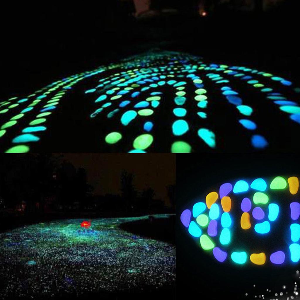 100PCS Garden Decoration Glow In The Dark Luminous Pebbles Stones Wedding