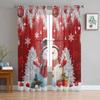 Christmas Snowman Silver Pine Leaf Ball Sheer Curtains for Living Room Decoration Window Curtains Kitchen Tulle Voile Curtains