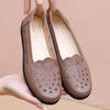 Mom Sandals Summer Breathable Hollow Leather Shoes Soft Bottom Non Slip Flat Bottom Middle Aged Women's Shoes Elderly Hole Shoes
