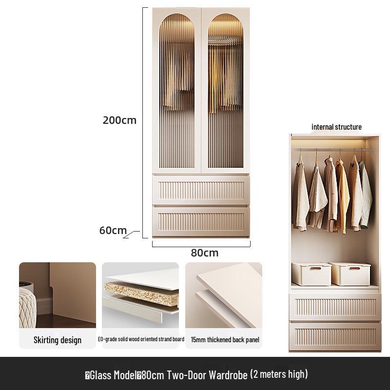 Modern Solid Wood Wardrobe: Light Luxury Storage Solution for Small Apartments