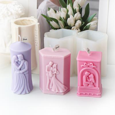 Силиконовая форма для свечей в форме колонны, обнимающая пару, римская статуэтка в форме колонны, парная, мужчины и женщины, римская статуэтка в форме жениха и невесты