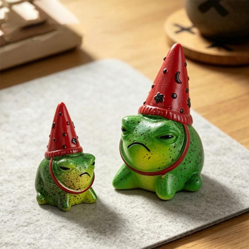 Забавные лягушки, скульптуры-декоры с разноцветными праздничными шляпами, фигурки животных из смолы для сада, двора, газона, стола или в качестве подарка