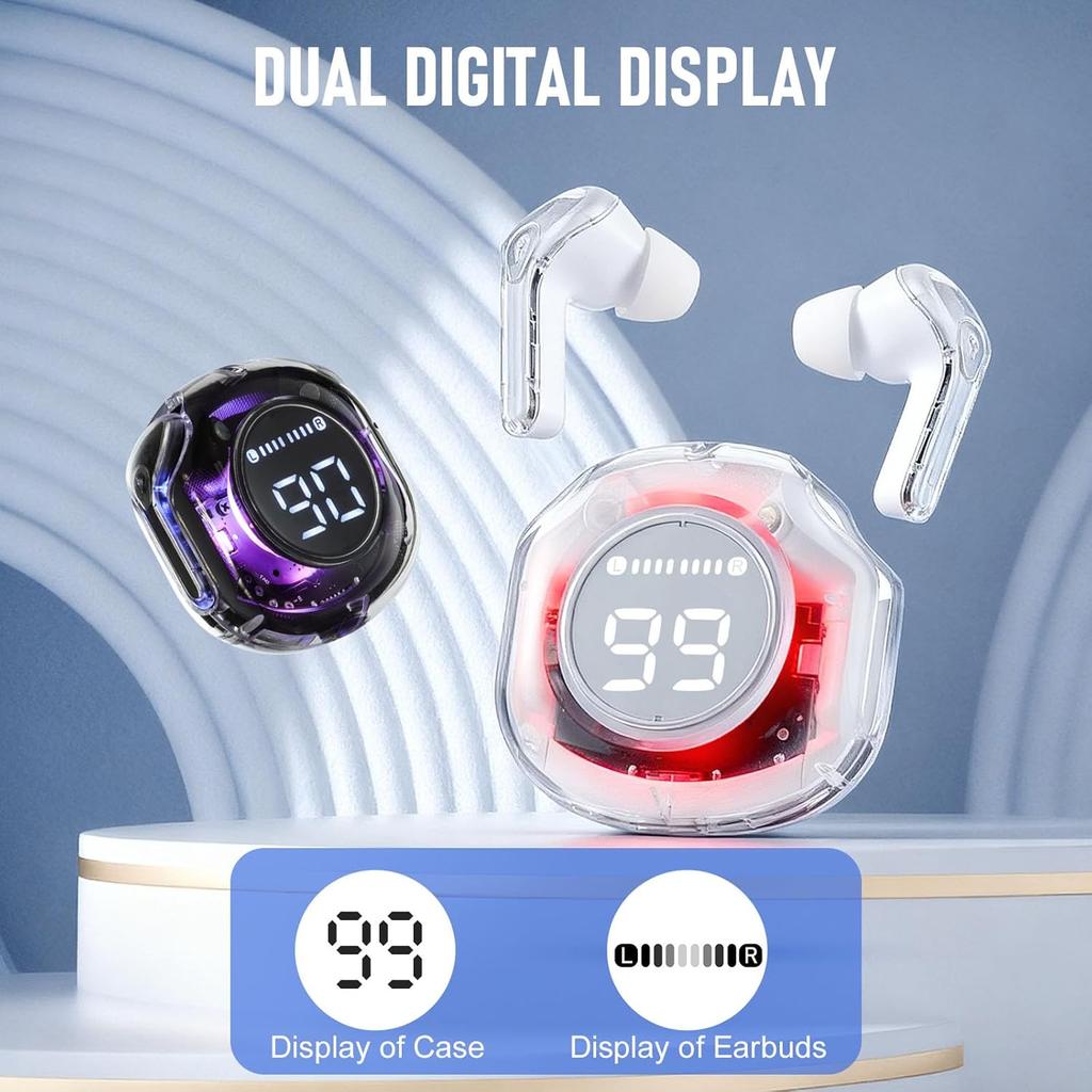 Bluetooth 5.3 Wireless Earbuds New Transparent 2nd Generation Charging Case Earphones Waterproof Sports Music Headphones Noise Canceling HiFi Stereo