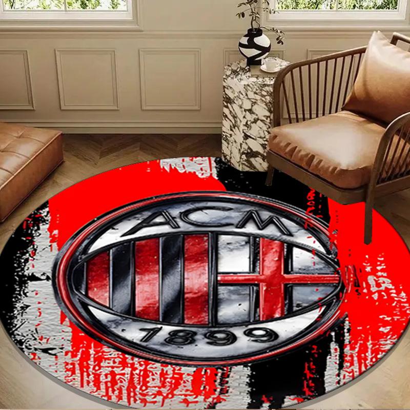 Ac Football Club Round Rug for Livingroom,Bedroom, Palyroom, Chair Rug, Area rug, Circle Carpet, Large Size Fan Christmas gift