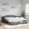 VidaXL Daybed with Trundle and Drawers Dark Grey 90x190 Cm Fabric 3197253