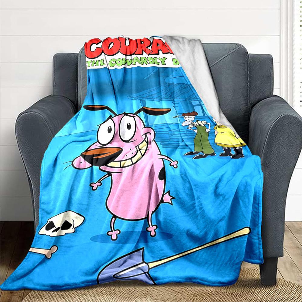 1pc Courage The Cowardly Dog Blanket Versatile for Couch, Office Bed