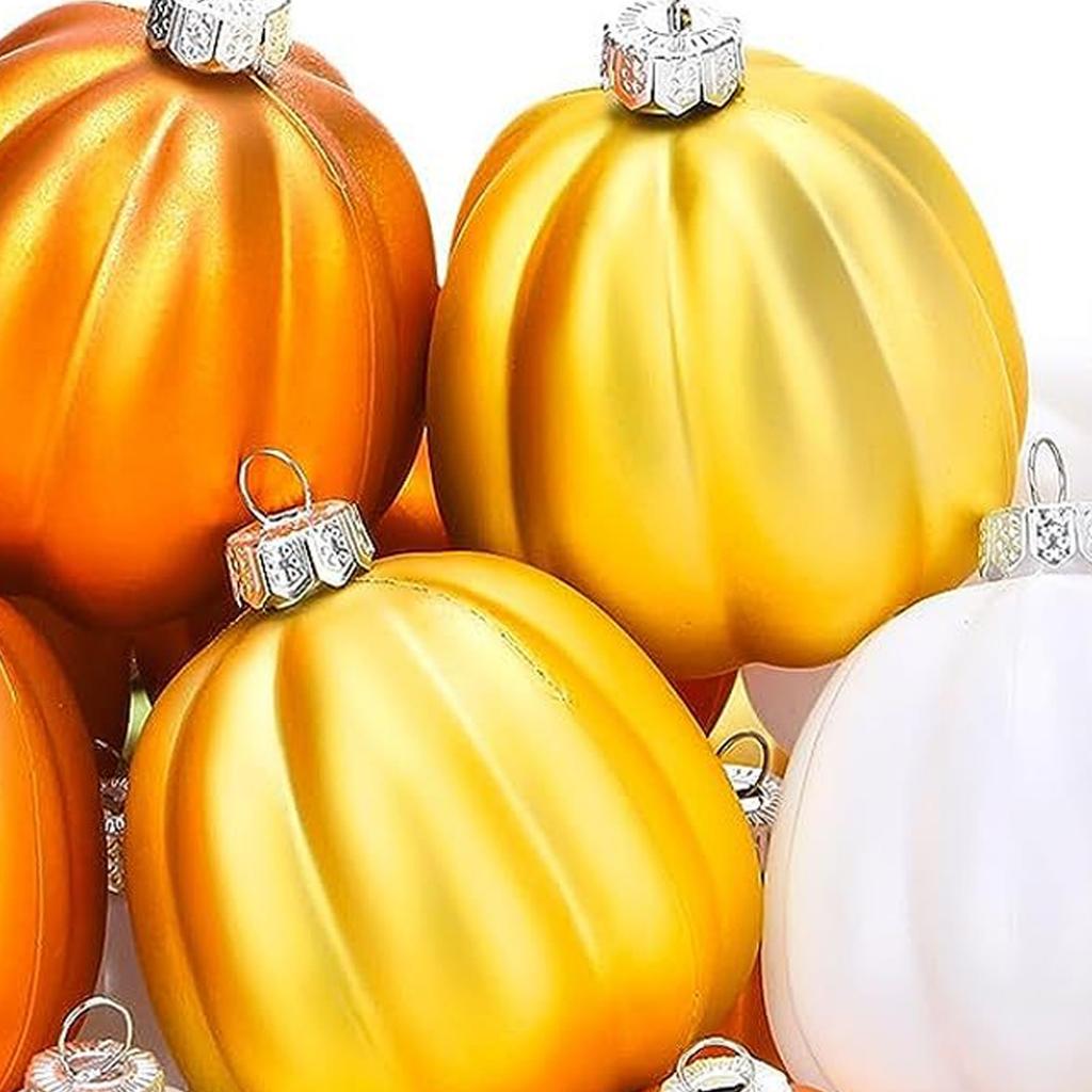 Pack Of 20 Matte Finish Halloween Pumpkin Baubles Decorations Plastic Hanging Ornament For Holiday Parties