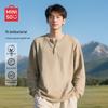 MINISO Мужская ретро-футболка с длинным рукавом и воротником-хенли