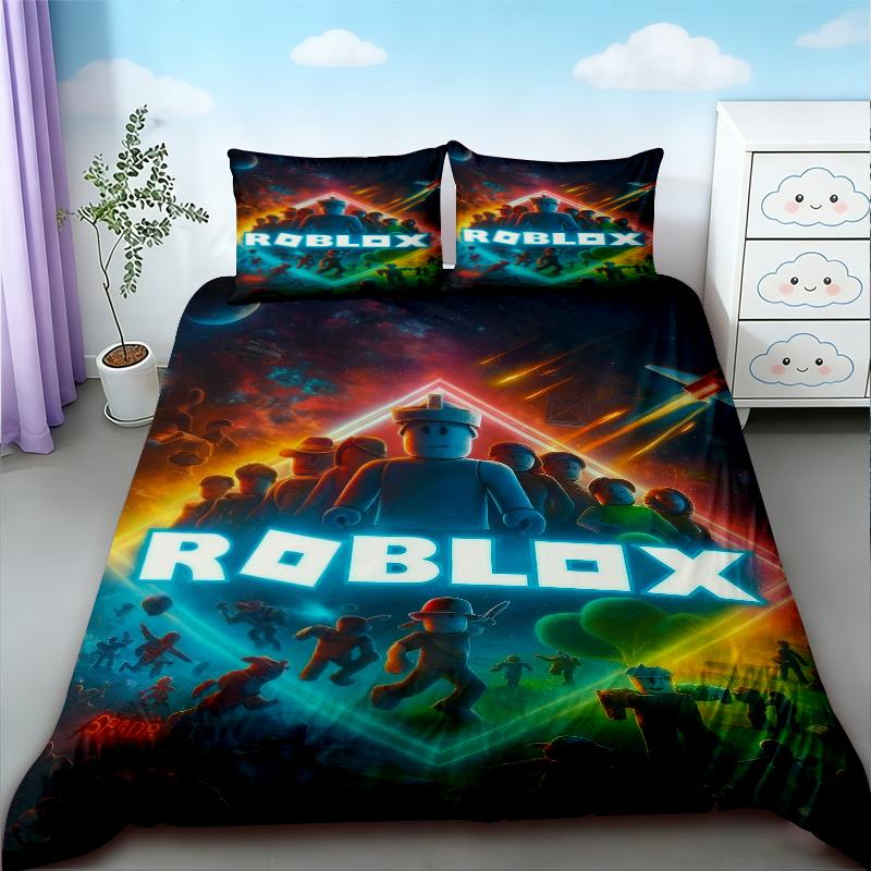Пододеяльник Roblox Мультяшный Комплект Постельного Белья Чехол на Одеяло Для Детей Подростков Декор Спальни Общежитие Праздничные Подарки Queen King