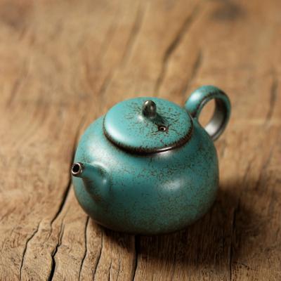 160 мл Керамический чайник, печной обжиг, павлиново-зеленый, набор для чая кунг-фу