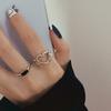 2PCS Fashion Love Heart Ring Silver Color Hollow Metal Retro Female Ring Trendy Jewelry Accessories