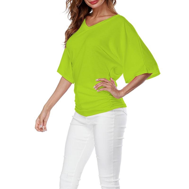 Классическая повседневная блузка с рукавами «летучая мышь» больших размеров с V-образным вырезом и коротким рукавом розового и серого цвета, свободная футболка, пуловер, топы, женские летние футболки