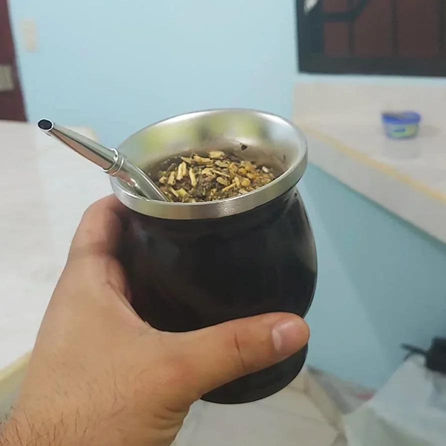 UPORS Yerba Mate Cup 304 из нержавеющей стали с двойными стенками 8 унций Аргентинская тыква Yerba Mate с бомбильями и щеточкой для чистки