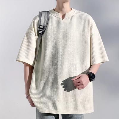 Футболка Ice Silk Cool с V-образным вырезом и короткими рукавами, мужская летняя новая свободная повседневная футболка с короткими рукавами