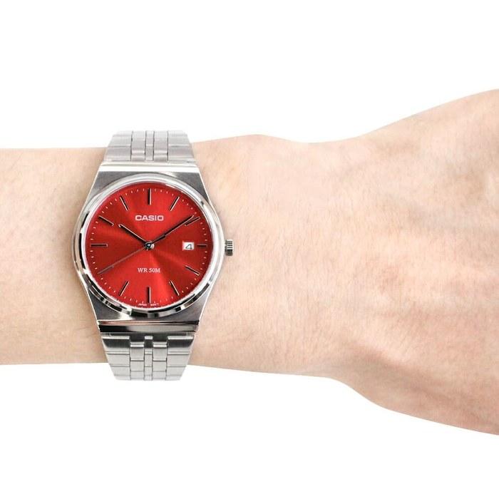 CASIO MTP-B145D-4A2 Watch (Silver/Red)