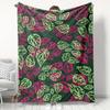 1pc Cozy Green Leaves Pattern Flannel Throw Blanket, 100% HD Digital Printing, All-Season Use, Cooling Blanket, Skin-Friendly Soft, Perfect Gift for F