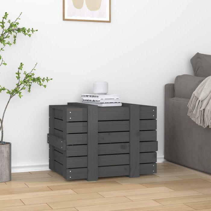 VidaXL Storage Box Grey 58x40.5x42 Cm Solid Pine Wood 824995