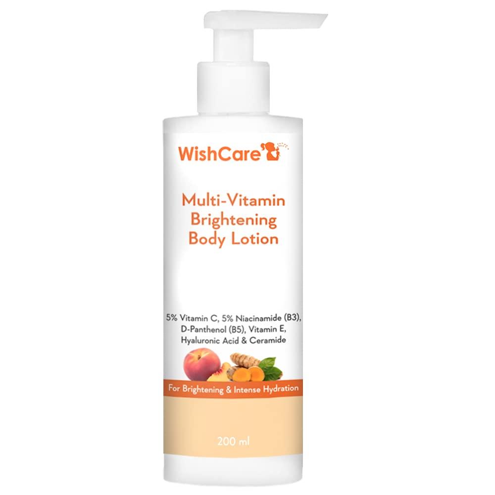 WishCare Multi-Vitamin Brightening Body Lotion - 5% Vitamin C, 5% Niacinamide(B3), Panthenol(B5), Vitamin E, Turmeric & Kakadu Plum - For Men & Women
