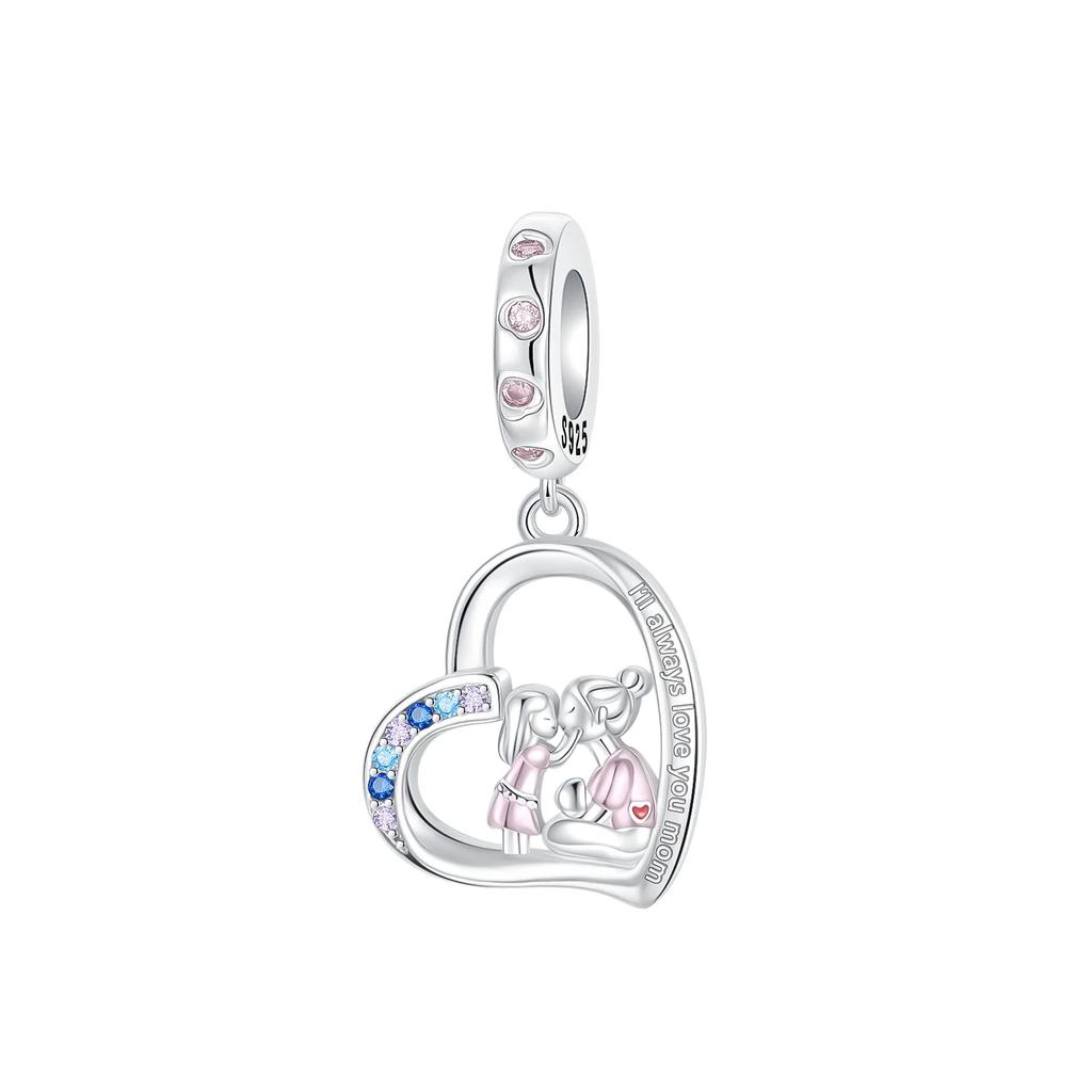 Оригинальные медные семейные шармы Мама Цветок Сердце Бусины для ожерелья DIY Браслет Подарок Ювелирное изделие Подарок на День матери