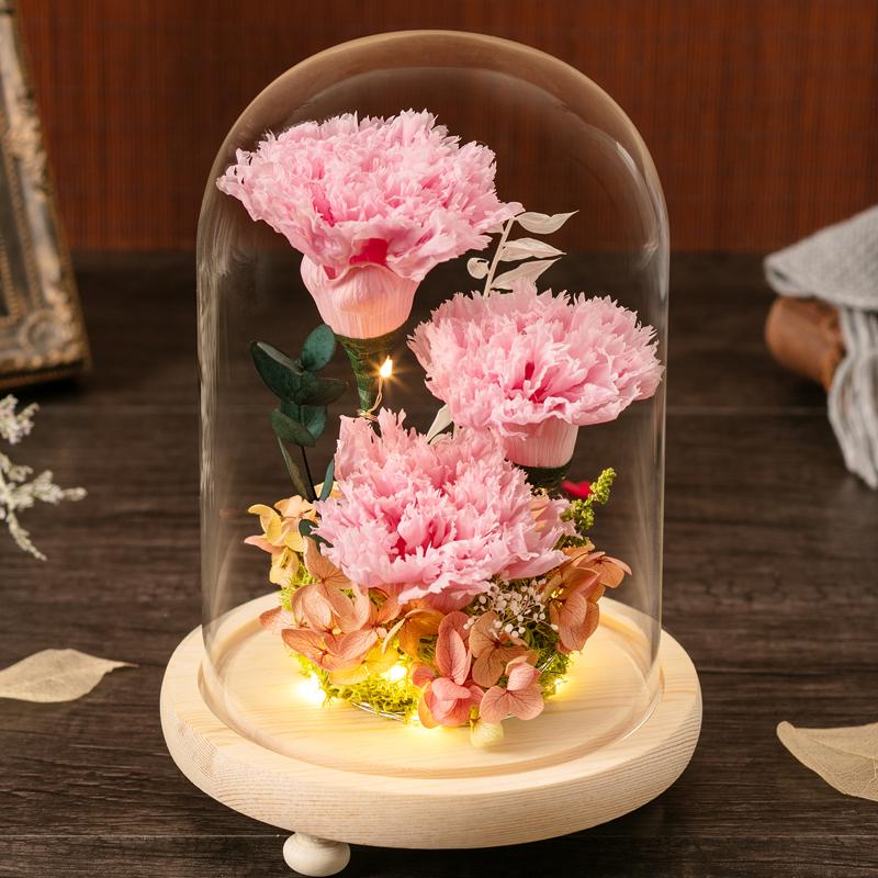 Eternal Dried Roses Glass Dome Gift Box - Perfect for Valentine's, Birthdays, and Special Occasions.