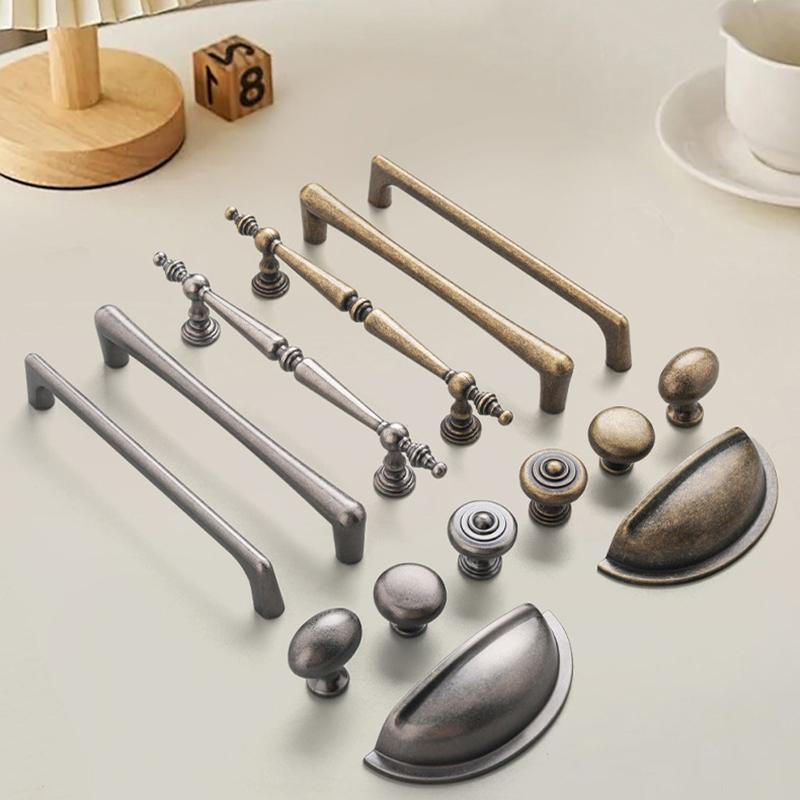 Retro Antique Bronze Furniture Pull Durable Aluminum Handle for Cabinet Wardrobe Storage Drawer Kitchen Decor