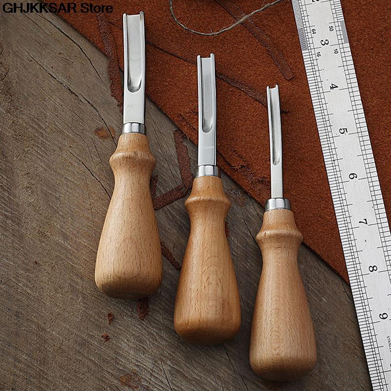 DIY кожаный ремесленный станок для снятия фасок, нож для снятия фаски, режущий ручной инструмент с деревянной ручкой