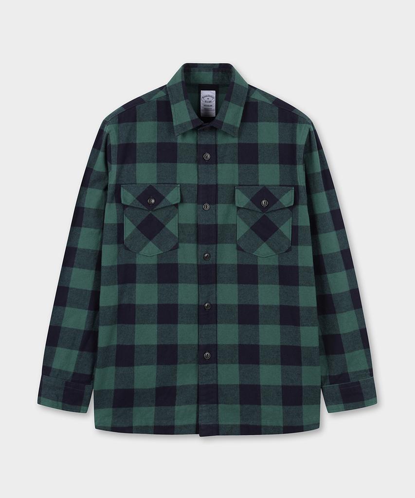 Brooks Brothers Flannel Somel'Ose Nebraska Shirt Jacket (Dark Green) (Bbthmm3771Jef)