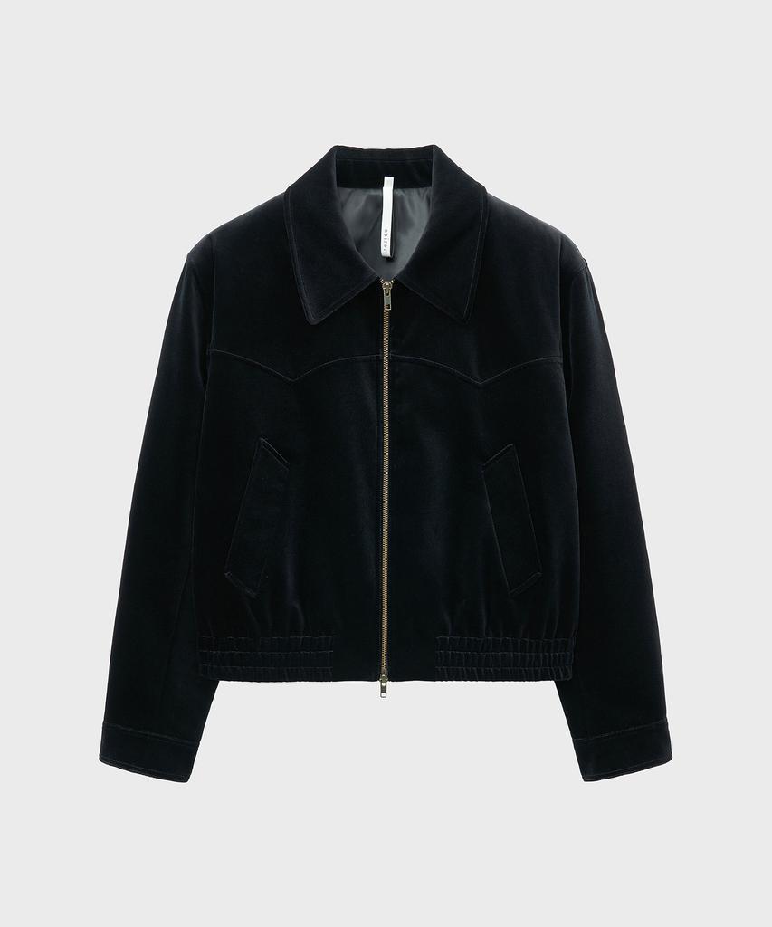 Noirer Velvet Western Crop Blouson (Black)