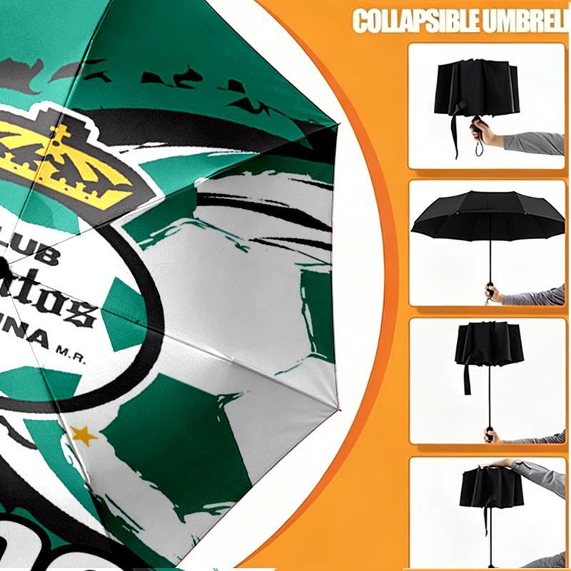 Custom Name Personalized Club Santos Laguna Print Umbrella, Auto Open Close, 8‑Rib Sturdy Frame, Commute Camping Hiking Use, Birthday Gift
