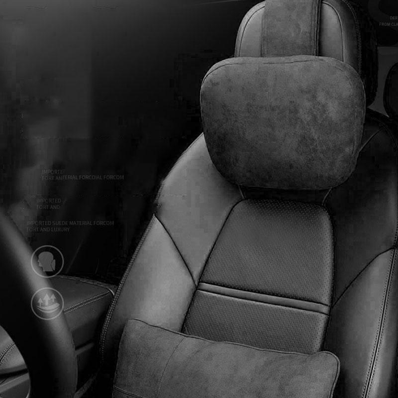 Высококачественная роскошная автомобильная подушка для шеи с эффектом памяти, хлопковая комфортная подушка из замши, подушка для талии, универсальные аксессуары для салона автомобиля