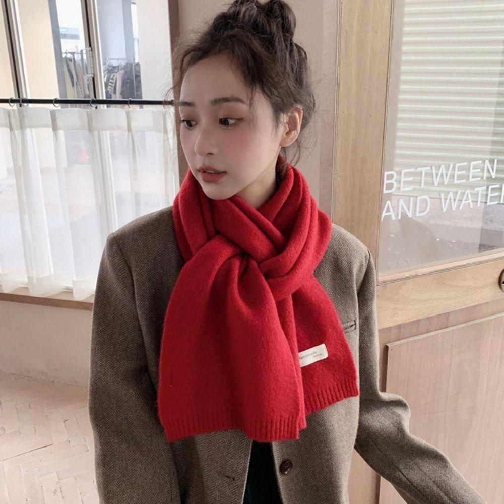 Korean Style Solid Color Scarf Long Neck Cover Shawl Simple Winter Knitting Scarf Girl