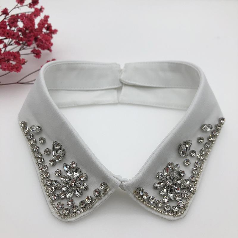 Beading Fake Collar Women Elegant Diamond Detachable Collars for Woman False Shawl Shoulder Wrap Lapel False Collars Woman Tie
