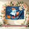 Halloween Party Home Pumpkin Ghost Backdrop, Multicolor Polyester Banner for Photo Booth & Wall Decor