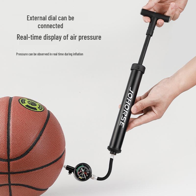 Portable Multi-Sport High-Pressure Inflator with Gauge & Ball Needles for Basketball, Football, Volleyball