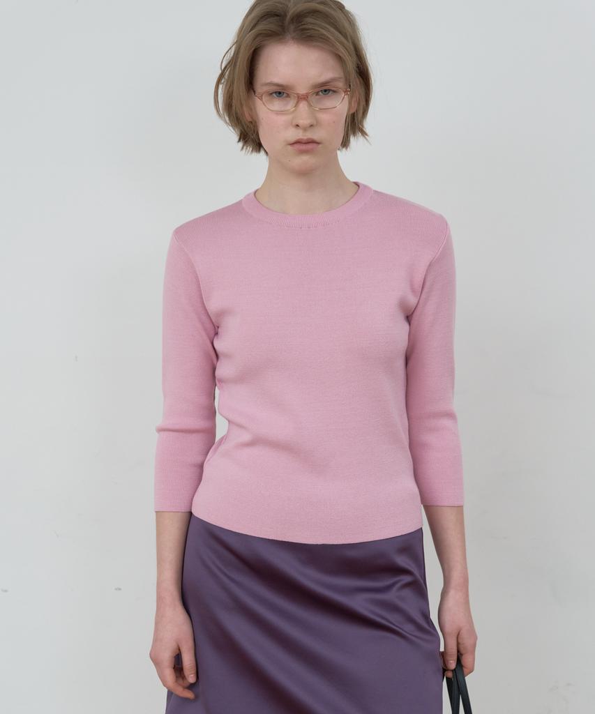 MA JOURNEE Basic 3/4 Sleeve Knit_Pink