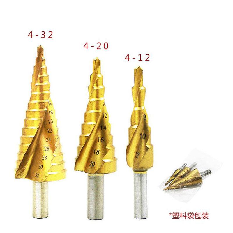 Сверла ступенчатые HSS кобальтовые, быстрорежущая сталь, азотированные, спиральные, с треугольным хвостовиком, набор сверл конусных для металла