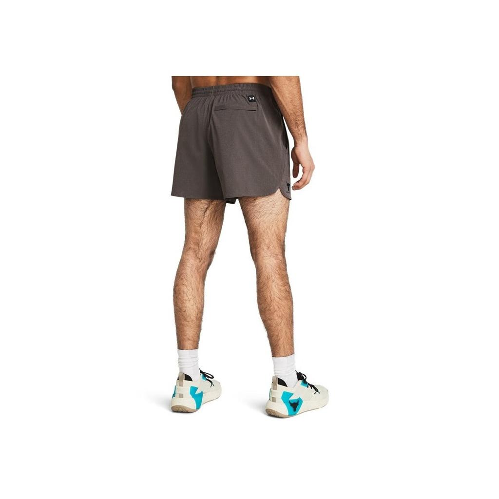 Under Armour Project Rock Solid Color Casual Mid Waist Sports Shorts Men Shorts Fresh-Terracotta Medium-Gray 1383214-176