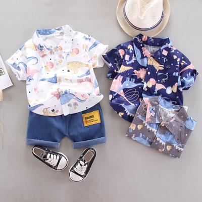 Комплект одежды для маленьких мальчиков 1-4 лет, футболка с героями мультфильмов, топы + шорты, летние наряды