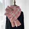 Новый клетчатый шарф для девочек, зимний утолщенный теплый платок двойного назначения, ретро шарф для пары