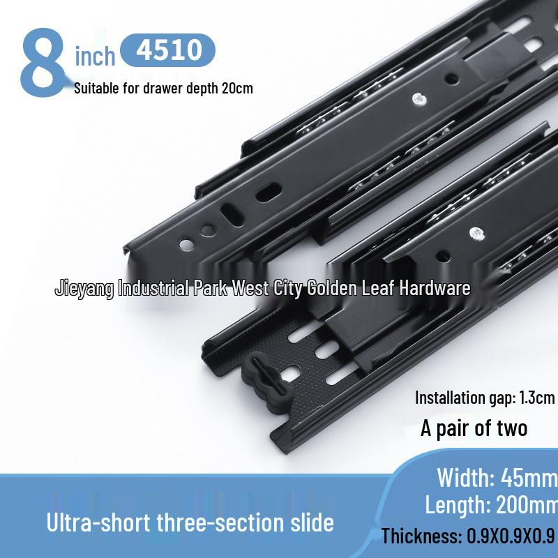 Сверхкороткие 3-секционные направляющие для ящиков 4-6 дюймов для туалетных столиков и ювелирных лотков