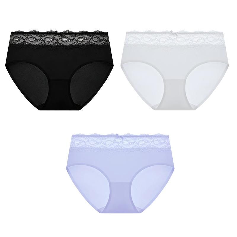 Mybody Women's Seamless Silky Lace Briefs Set
