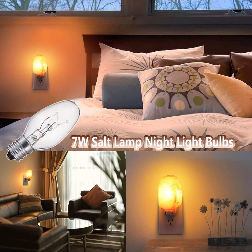7 Watt Night Light Bulbs and Salt Lamps Replacement Bulbs,C7/7 Watt/120 V/45 Lumen,E12 Candelabra Base Light Bulbs,Warm White - Dimmable,12 Pack
