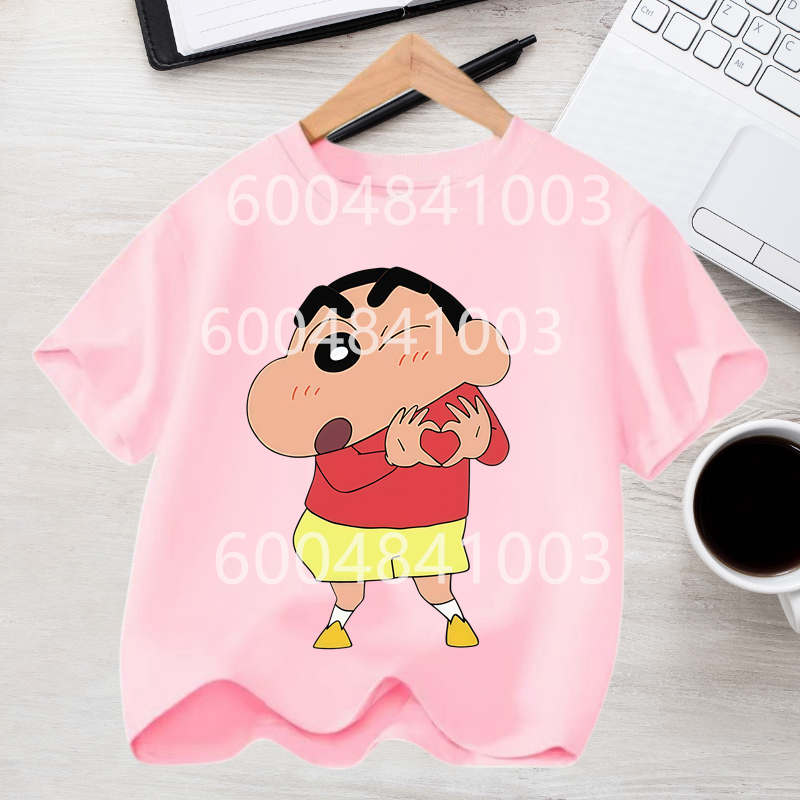 Crayons Shinchan Children T Shirt Kawaii Cartoon Boy Girl Short Sleeve Tee Shirt Summer Kids Clothes Anime Toddler Colour Tops