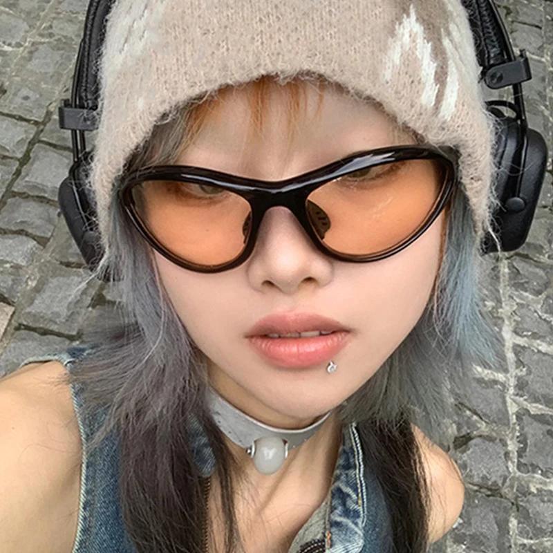 SHAUNA Ретро Y2K Женские солнцезащитные очки «кошачий глаз» Модные красочные градиентные зеркальные очки UV400 Мужские спортивные солнцезащитные очки в стиле панк