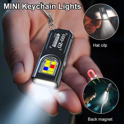 1/2 шт. Многофункциональный EDC брелок-фонарик, мини-фонарик с USB-зарядкой, рабочий фонарь COB, для кемпинга, прогулок, карманный фонарь