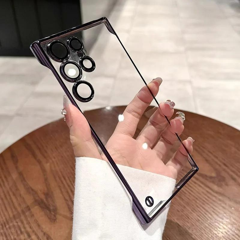 Роскошный безрамочный чехол с покрытием для Samsung Galaxy S26 S25 S24 Ultra S23 Тонкий Прозрачный Защита объектива камеры Ударопрочный чехол