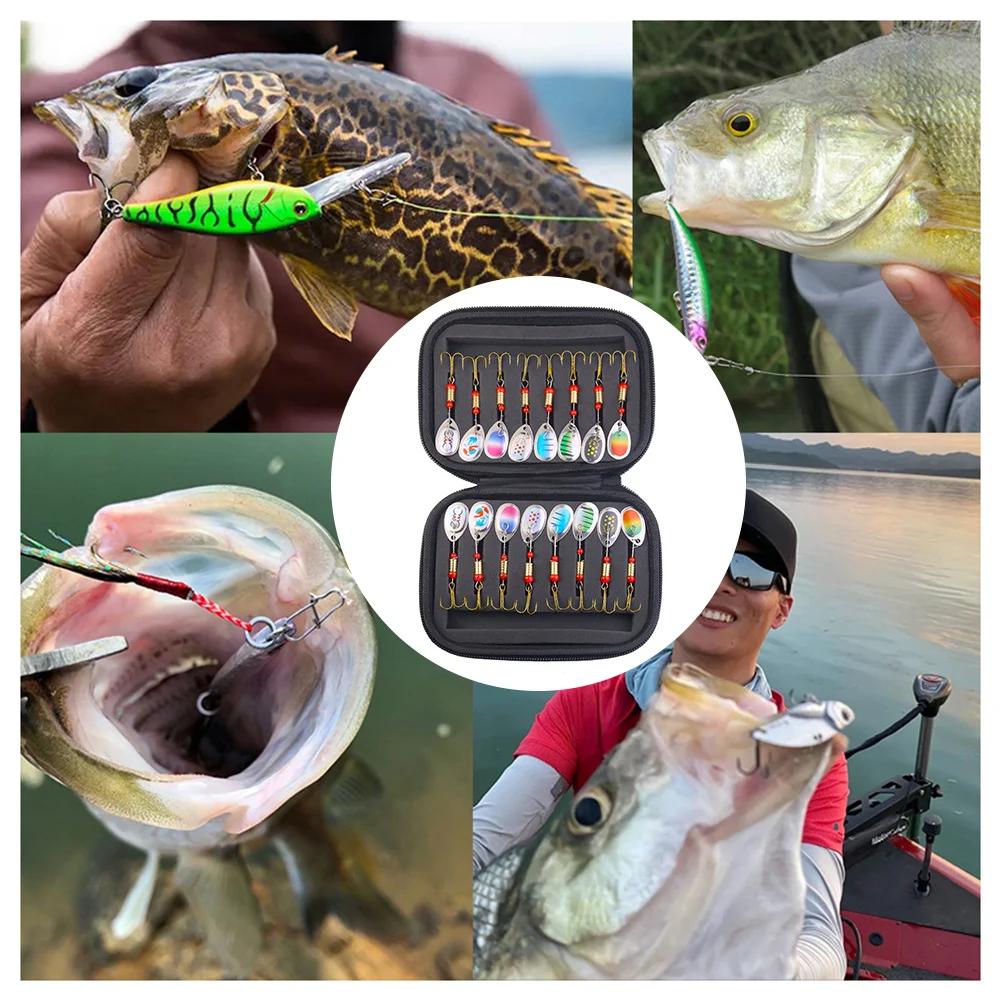 Portable Rotating Sequins Fly Fishing Lure Pike Salmon Sea Fishing Wobbler Trolling Hard Surface Topwater Lure Fishing Bait Kit