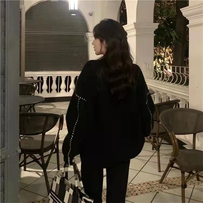 Свитера с v-образным вырезом для женщин, корейские кардиганы, повседневный однобортный вязаный свитер, осень-зима, свободный трикотаж, женский кардиган