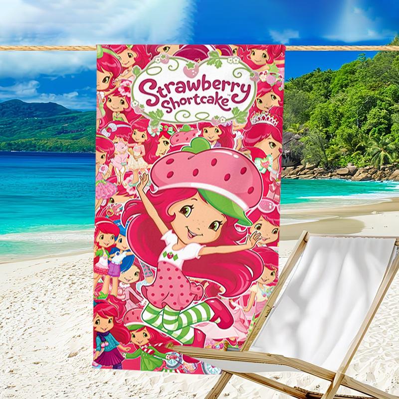 1pc Princess Strawberry11 Beach Towel, Beach and Seaside Swimming Pool Equipment, Fashion Pattern, Rectangular, Travel Essentials
